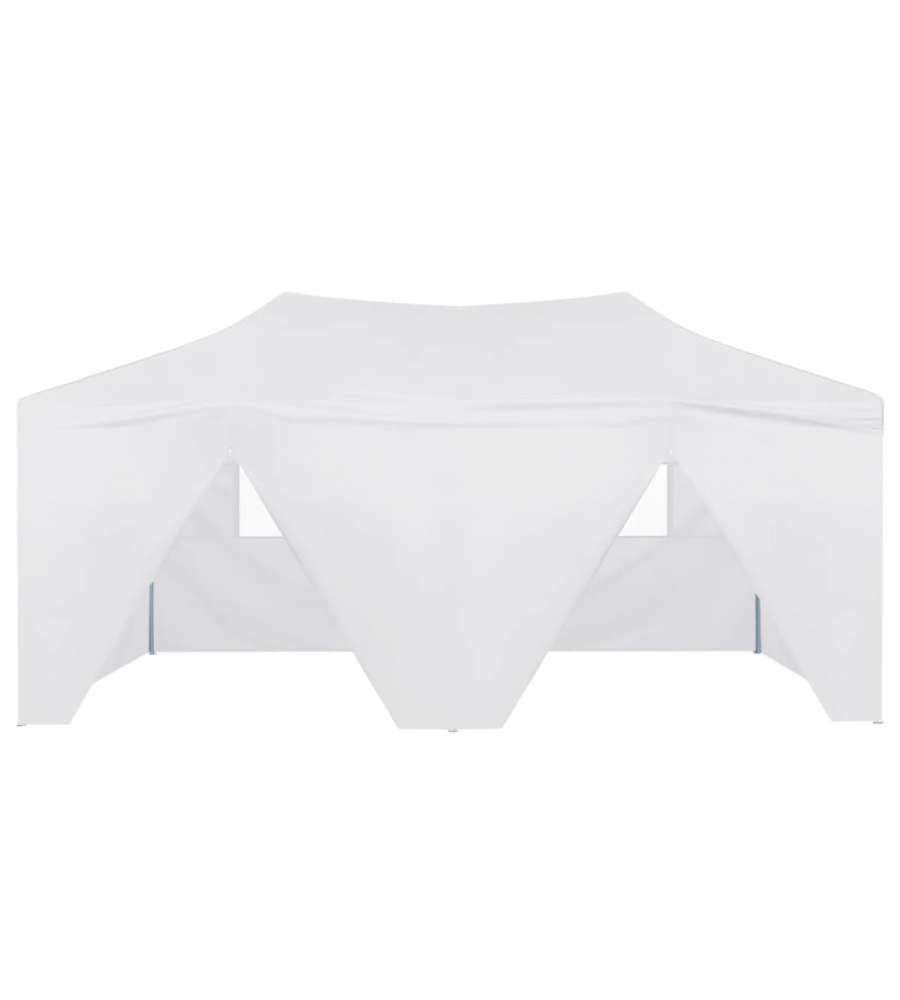 Gazebo Pieghevole con 4 Pareti 3x6 m Acciaio Bianco