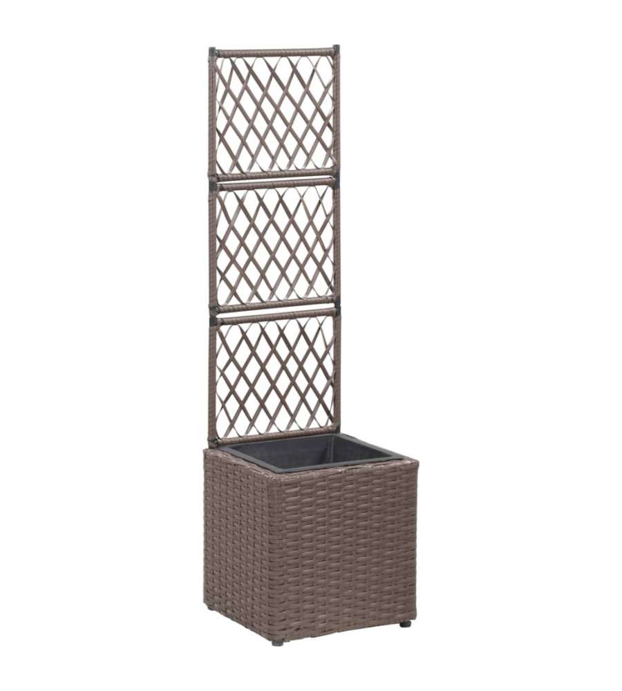 Letto Rialzato Traliccio 1 Vaso 30x30x107cm Polyrattan Marrone