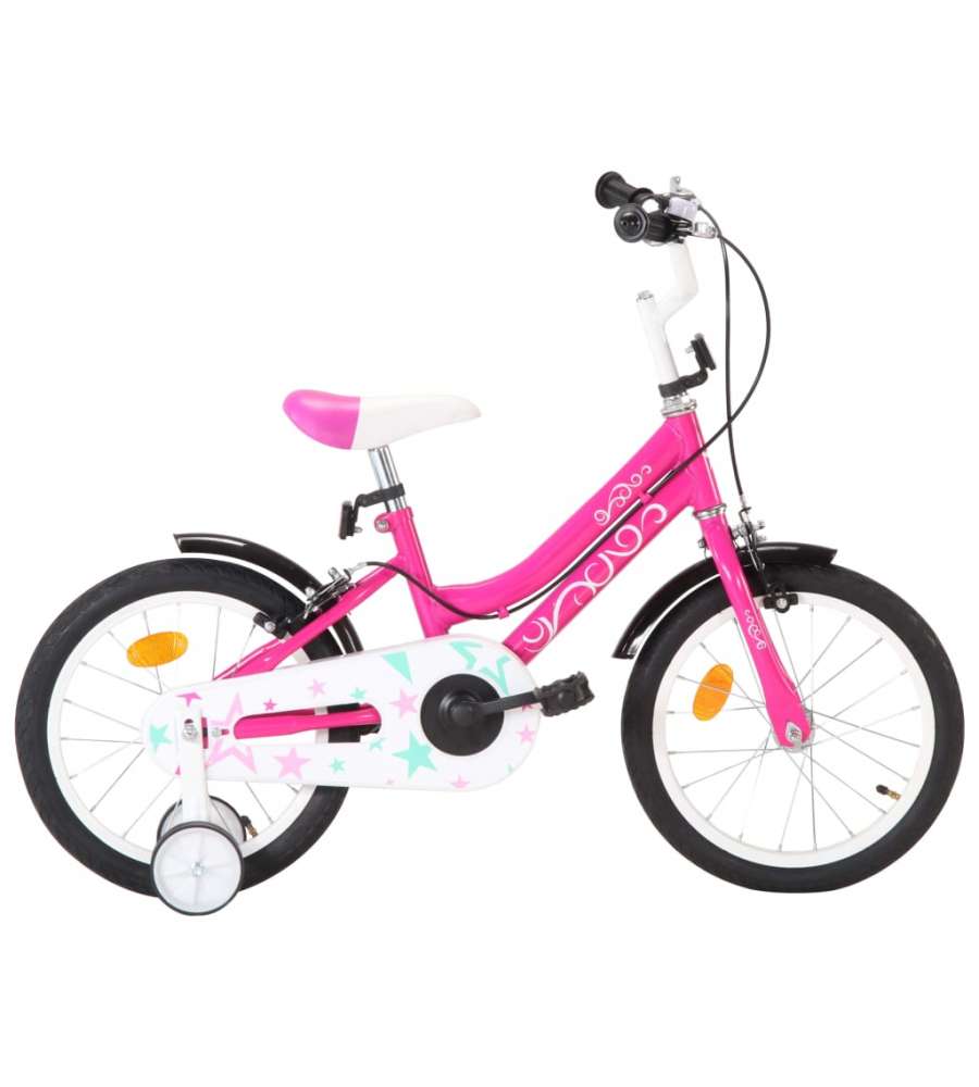 Bici per Bambini 16 Pollici Nera e Rosa