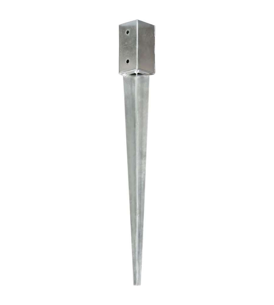 Picchetti di Terra 2 pz Argento 7x7x75 cm in Acciaio Zincato
