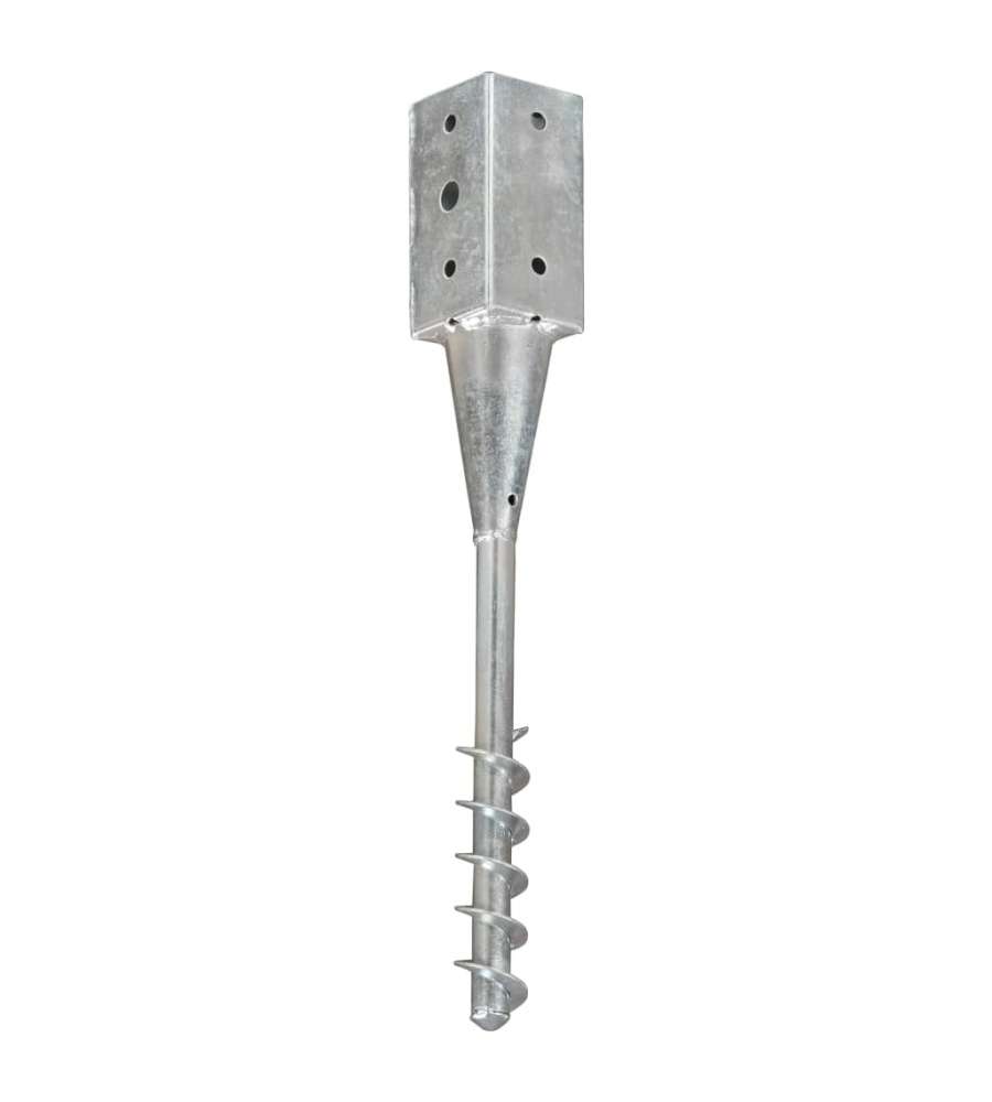 Picchetti di Terra 6 pz Argento 7x7x56 cm in Acciaio Zincato