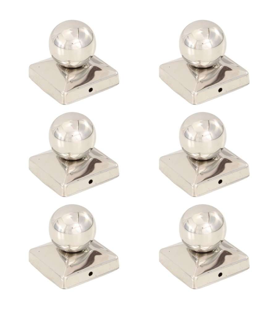 Tappi per Pali 6 pz Estremit� a Globo in Acciaio Inox 81x81 mm