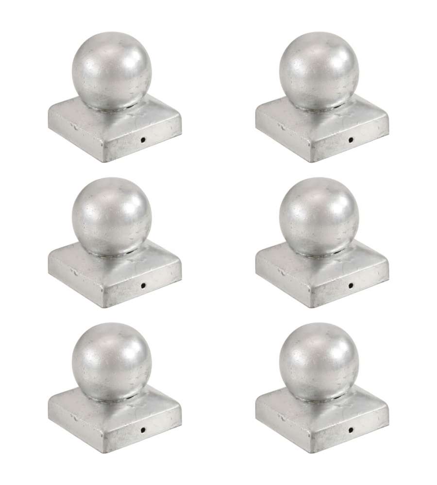 Tappi per Pali 6 pz Estremit a Globo Metallo Zincato 71x71 mm