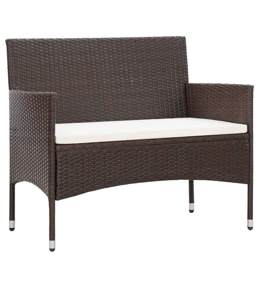 Set Divani da Giardino 4 pz con Cuscini in Polyrattan Marrone 45811