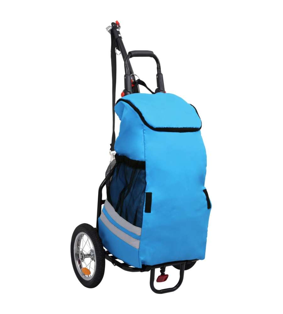 Rimorchio Pieghevole da Bici con Borsa Spesa Blu e Nero