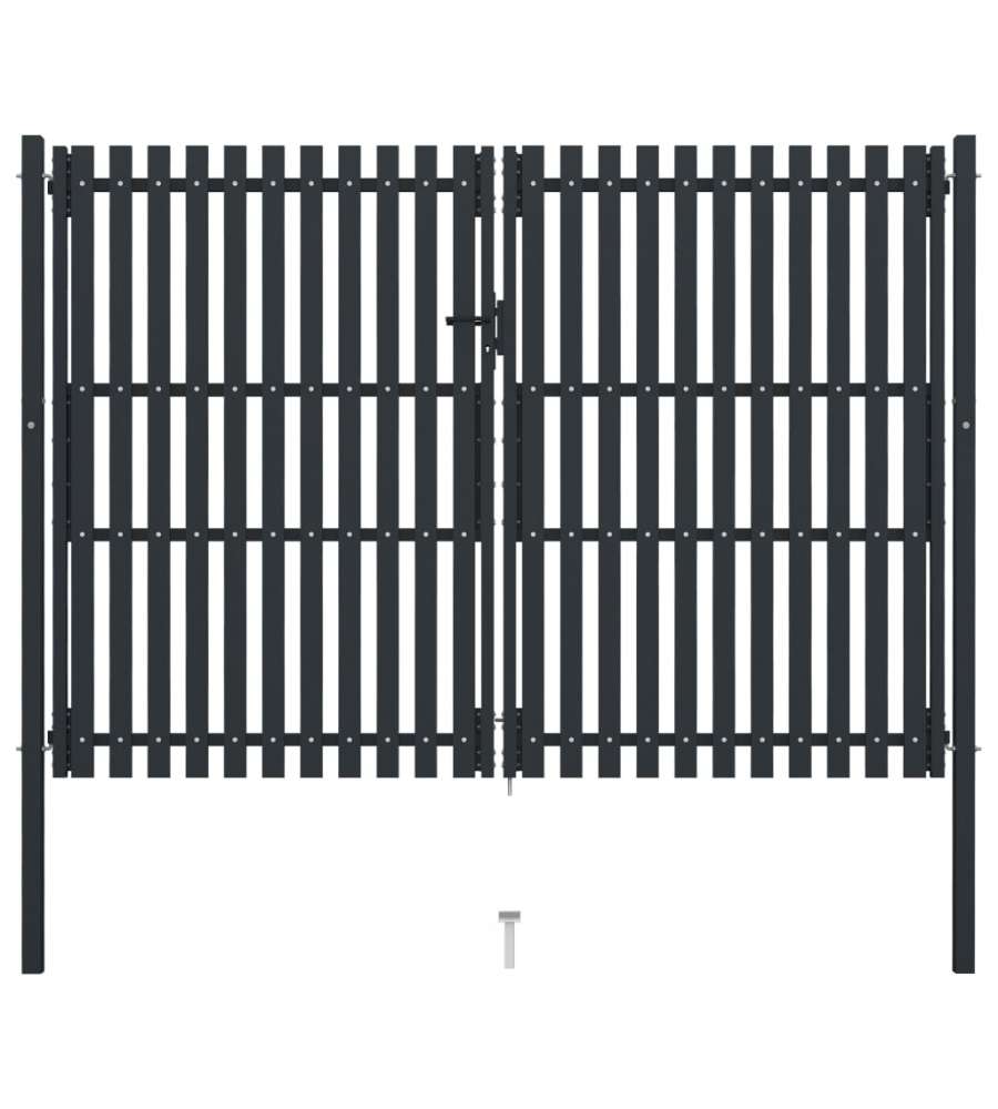 Cancello per Recinzione Doppio in Acciaio 306x250 cm Antracite