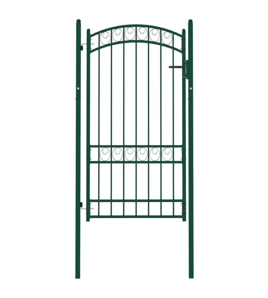 Cancello per Recinzione ad Arco in Acciaio 100x175 cm Verde