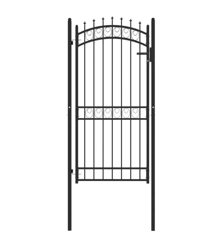 Cancello per Recinzione con Punte in Acciaio 100x200 cm Nero
