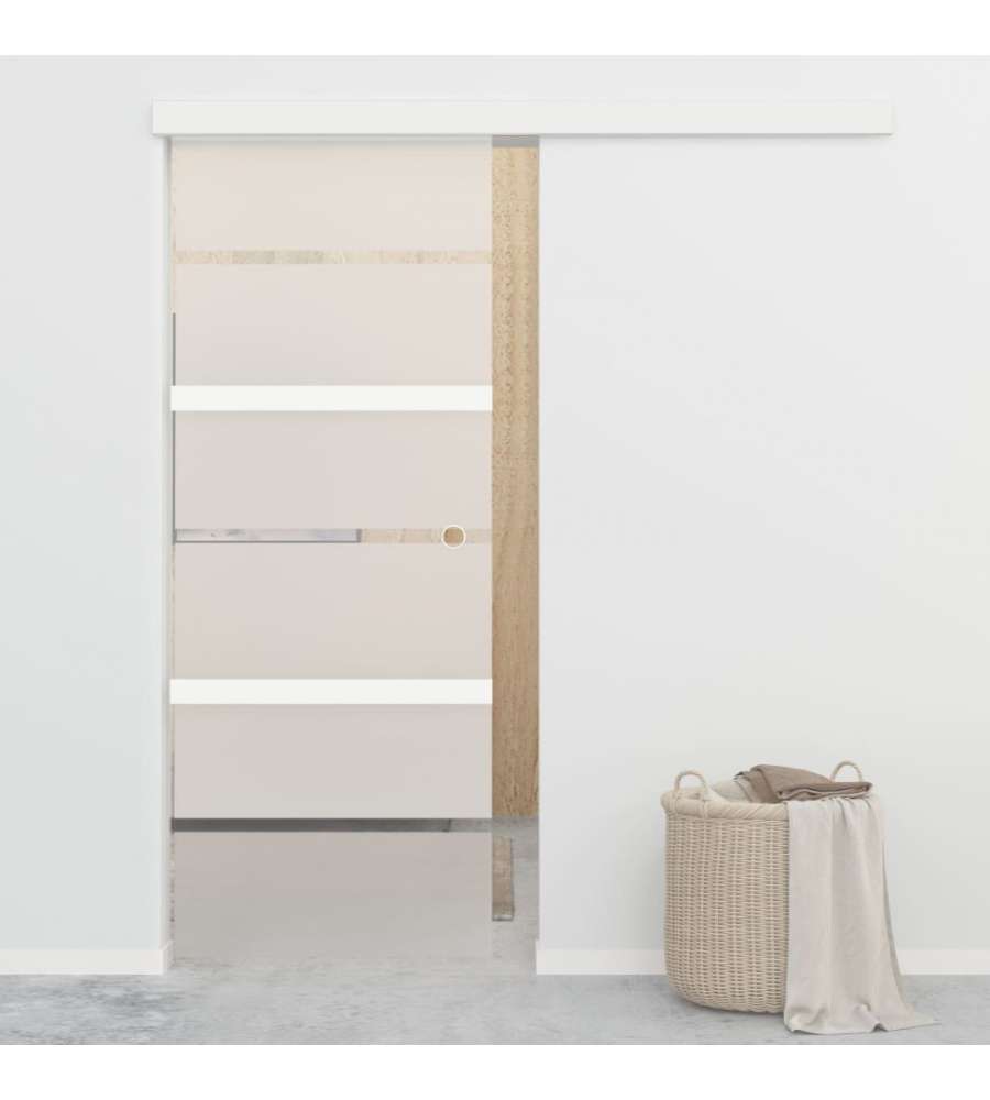 Porta Scorrevole con Fermi in Vetro ESG e Alluminio 76x205 cm