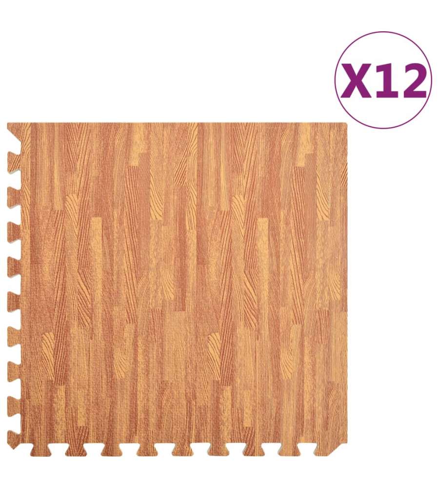 Tappetino A Incastro 12 Pz Venature Legno 4, 32 ? Schiuma Eva