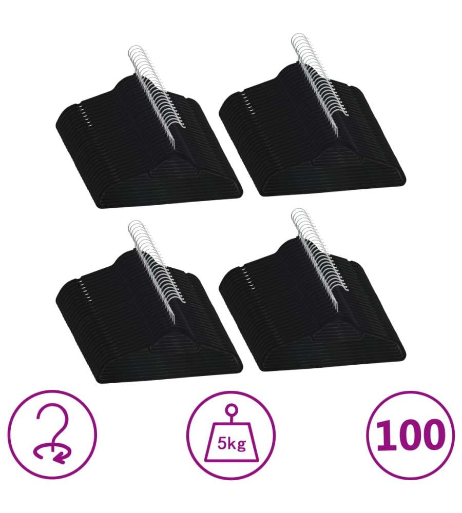 Set Appendiabiti 100 pz Antiscivolo Nero in Velluto