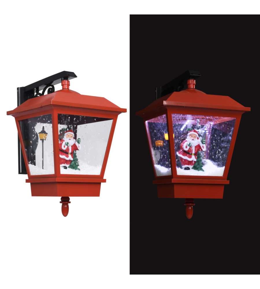 Lampada Natalizia da Parete LED e Babbo Natale Rossa 40x27x45cm