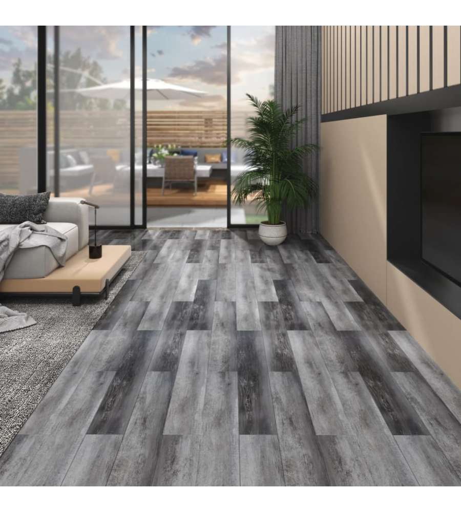 Listoni Pavimenti Non Autoadesivi PVC 5,26 mq 2mm Grigio Lucido
