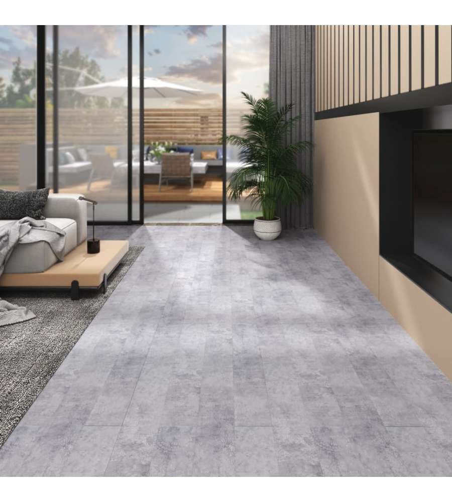 Listoni Pavimenti Non Autoadesivi PVC 4,46mq 3mm Grigio Cemento