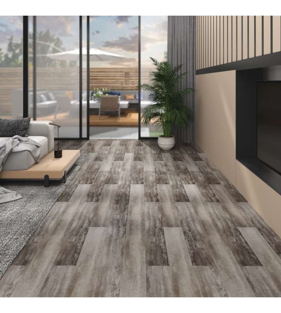 Listoni Pavimento in PVC 5,02 mq 2 mm Autoadesivi Legno Marrone
