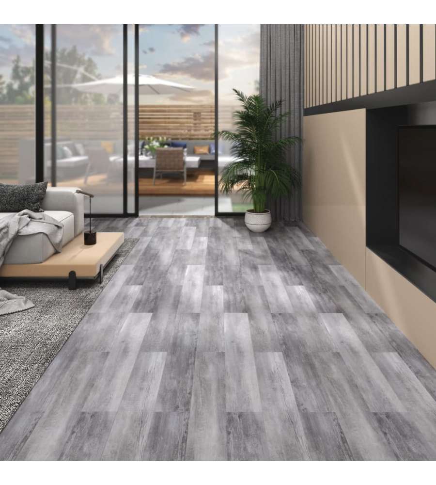 Listoni Pavimento in PVC 5,02 mq 2 mm Autoadesivi Legno Grigio