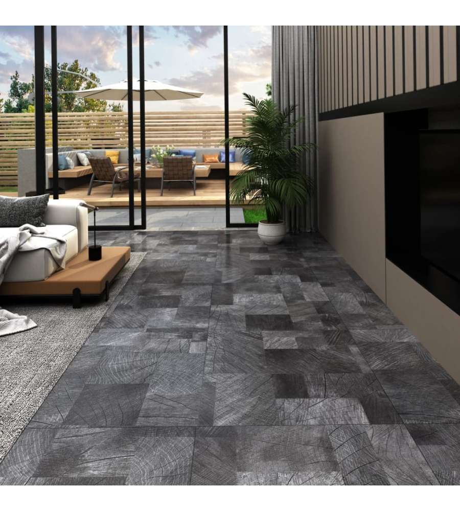 Listoni Pavimento PVC Autoadesivi 5,11 mq Venature Legno Grigio