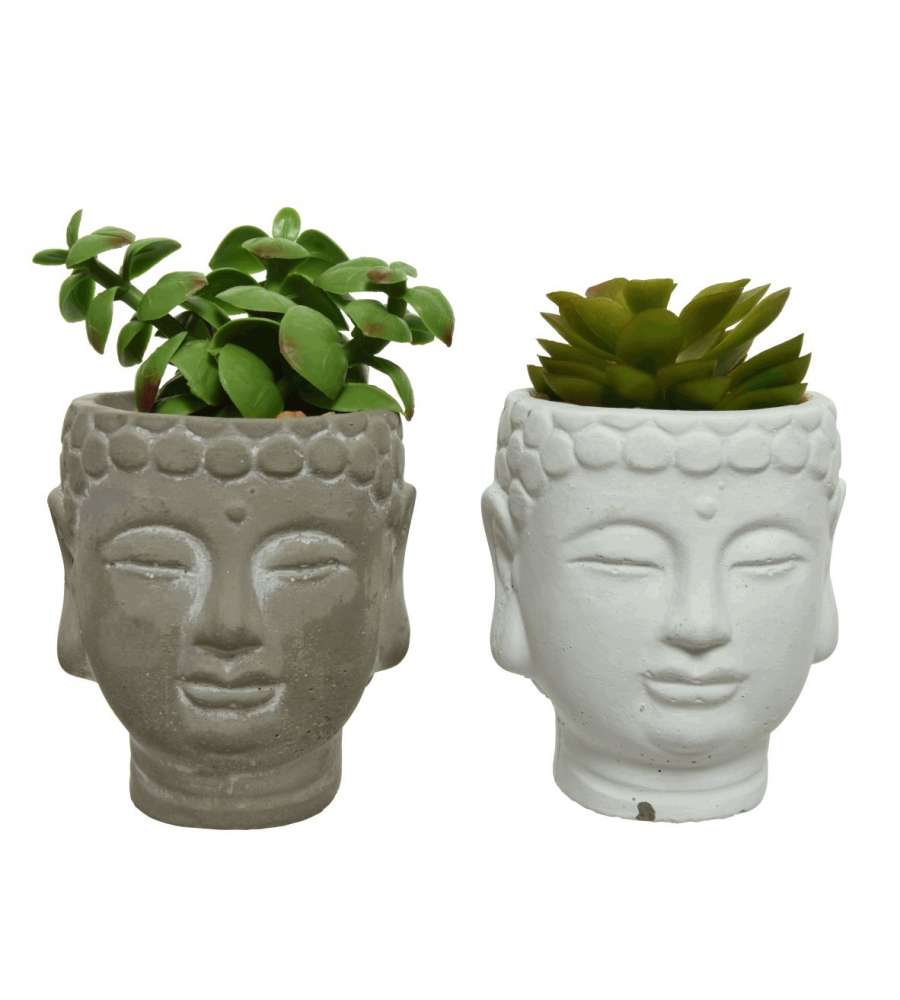 Pianta Grassa artificiale con vaso Buddah