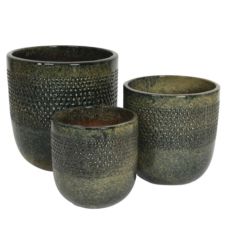 Vaso Collin per Piante Cilindrico Nero 48x50 cm in Terracotta Smaltata