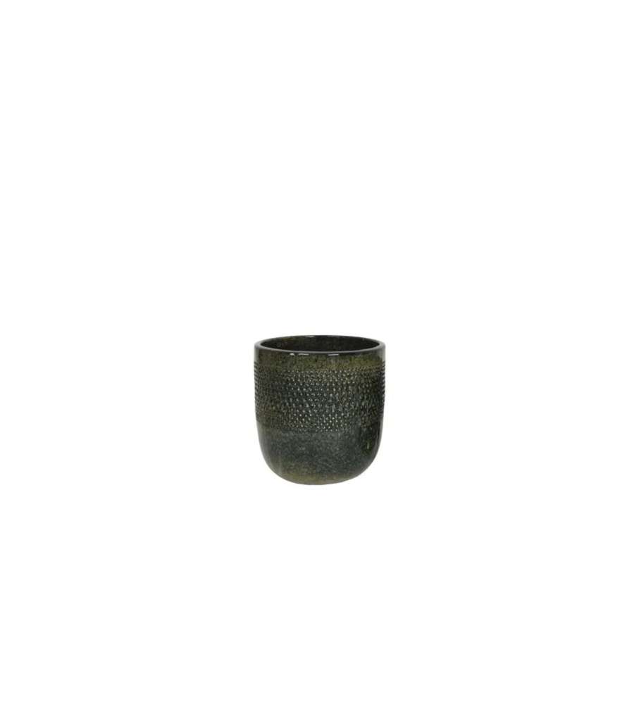 Vaso Collin per Piante Cilindrico Nero 48x50 cm in Terracotta Smaltata