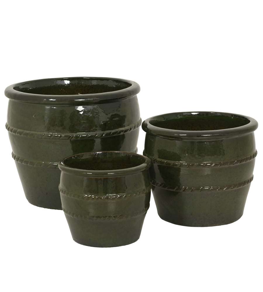 Vaso Lucia per Piante Cilindrico Verde 47 cm Terracotta Smaltata Verde