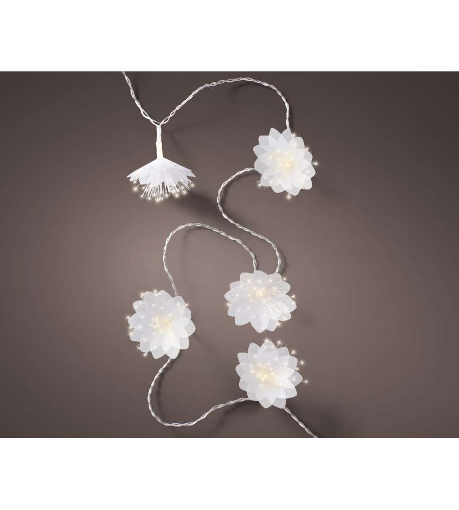 20 luci led luce bianca decorazione fiore 3,8m