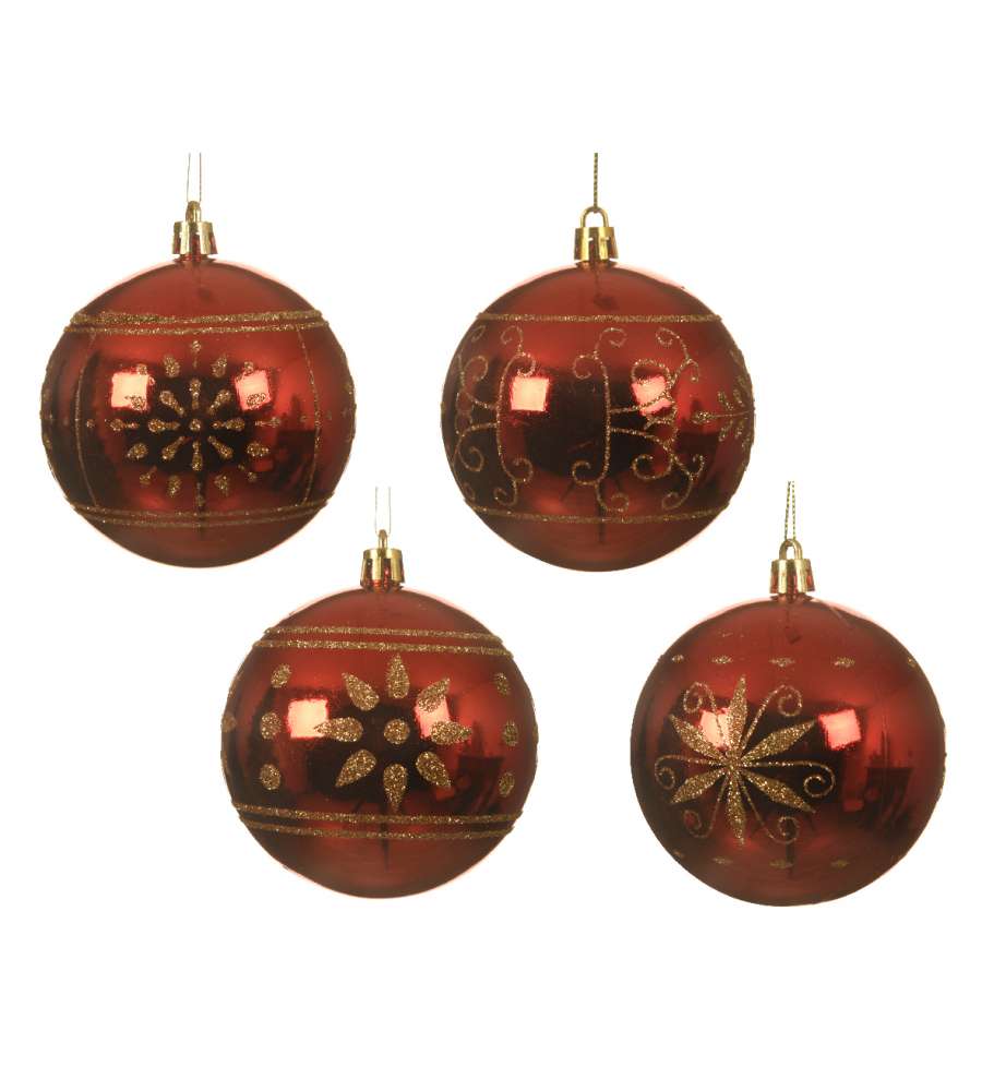 Sfera rossa decoro glitter oro