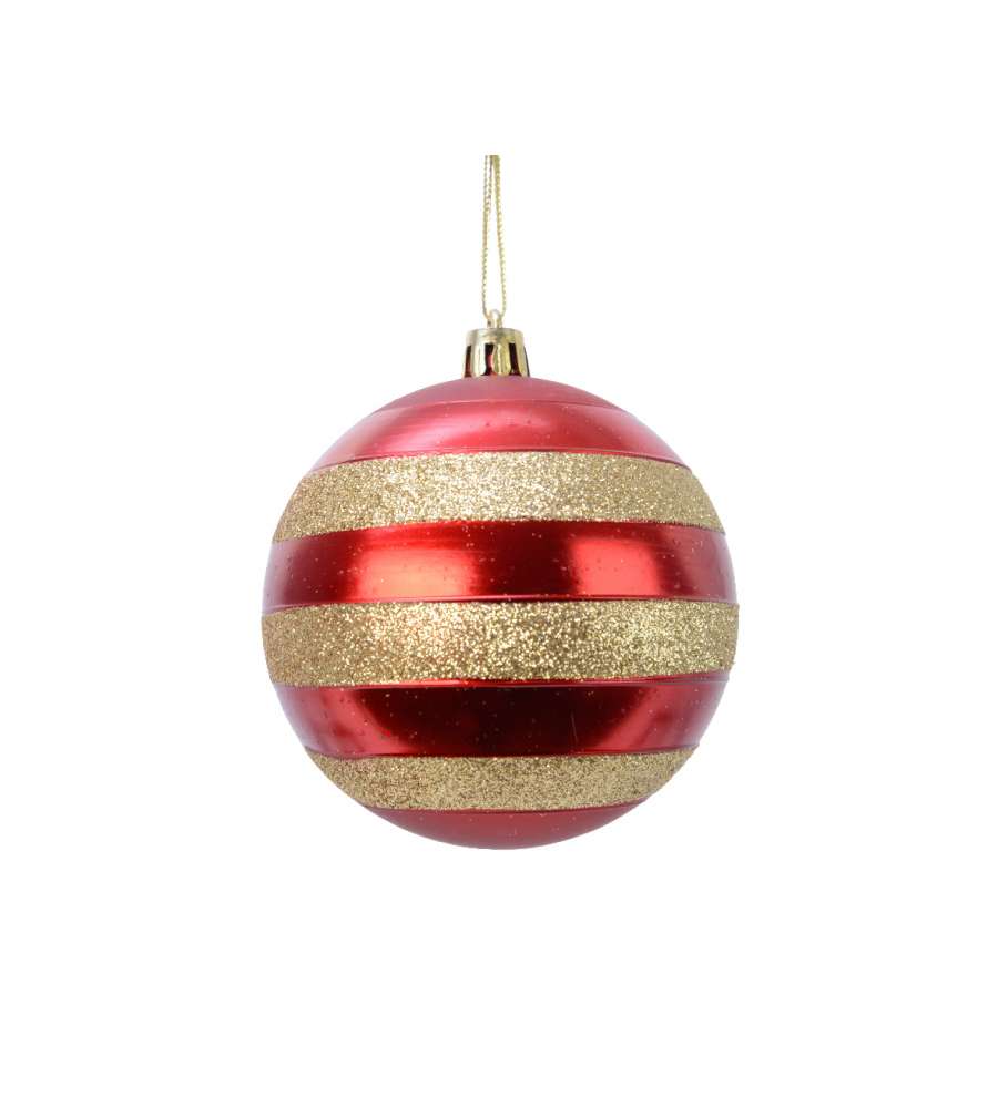 Sfera rosso oro e glitter 8 cm