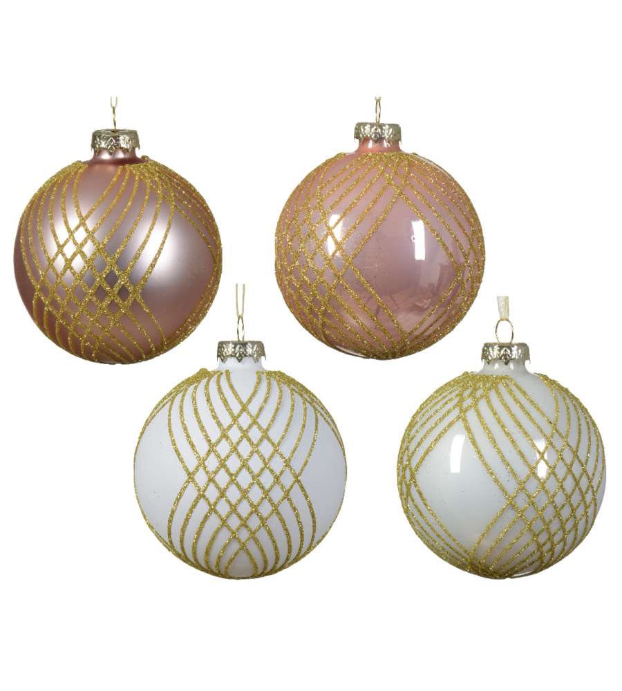 Sfera di Natale con linee gold 8cm