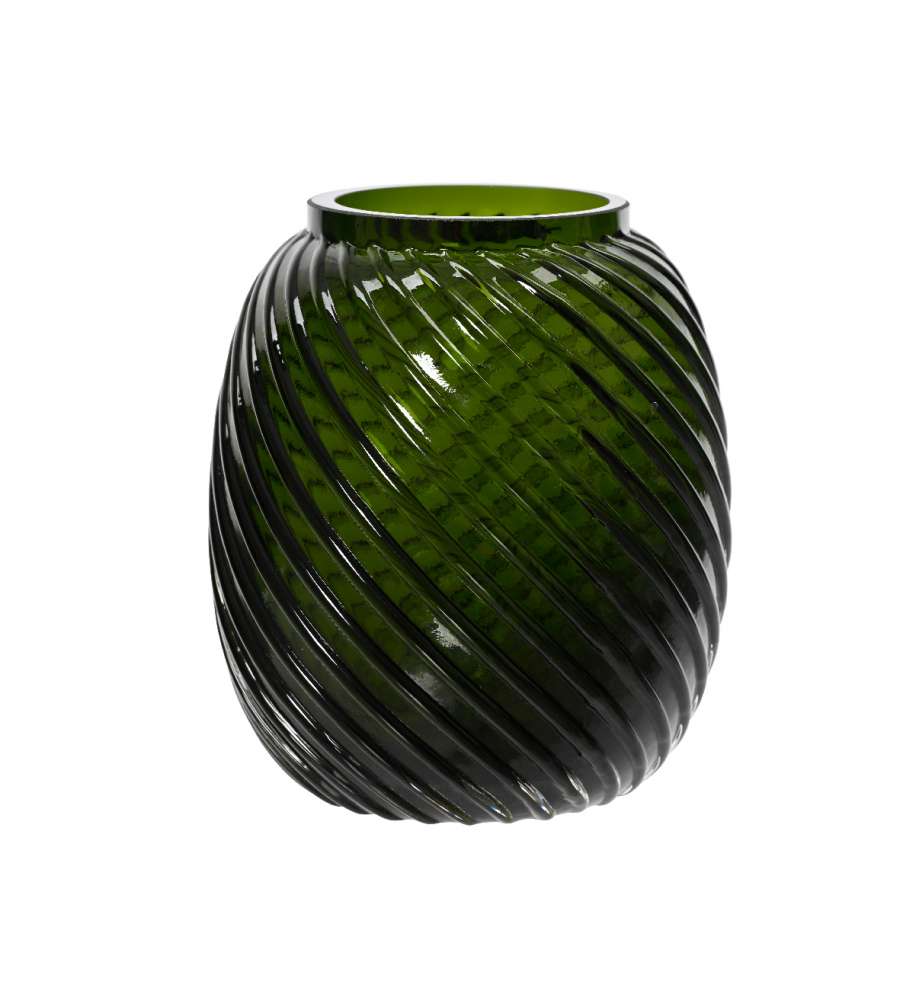 Vaso in vetro verde con spirali 22h