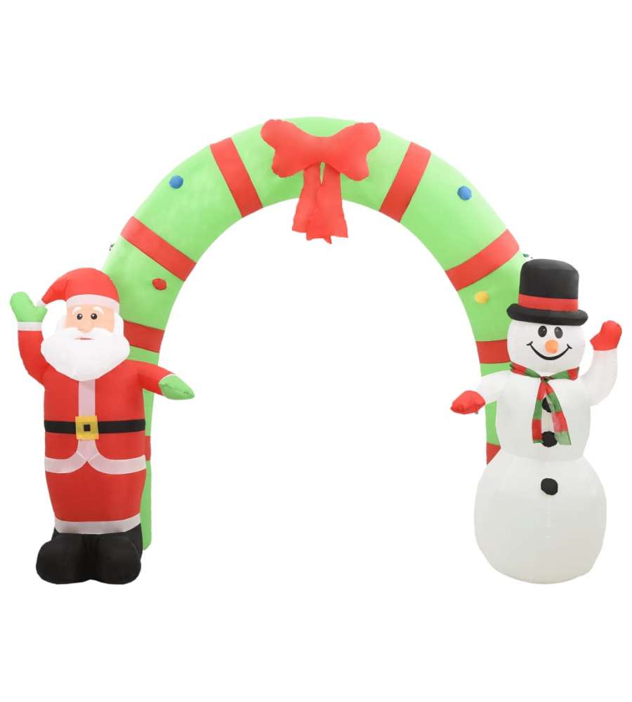 Arco con Babbo Natale Gonfiabile e Pupazzo di Neve LED 223 cm