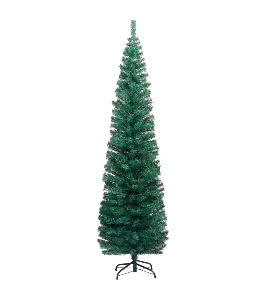 Albero di Natale Artificiale Sottile Supporto Verde 210 cm PVC