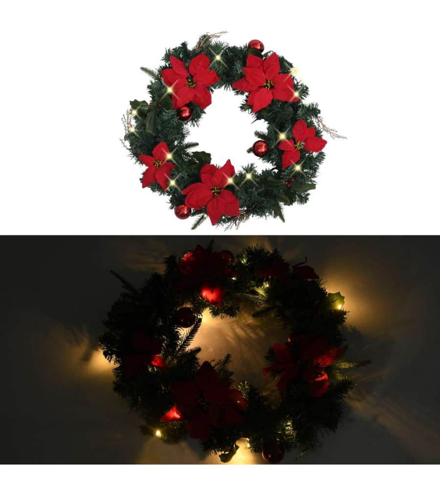 Ghirlanda di Natale con Lucine LED Verde 60 cm in PVC