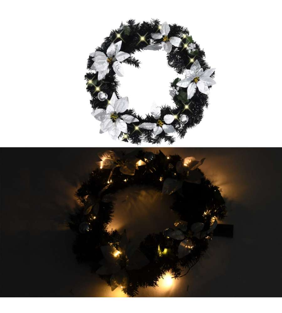 Ghirlanda di Natale con Lucine LED Nera 60 cm in PVC