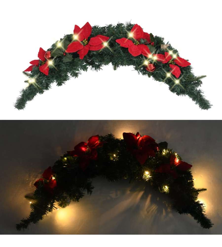 Ghirlanda di Natale ad Arco con Lucine LED Verde 90 cm in PVC
