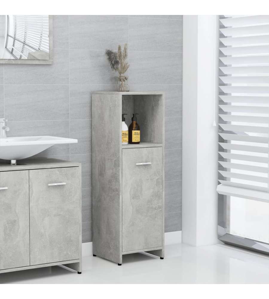 Armadio da Bagno Grigio Cemento 30x30x95 cm in Truciolato 802592