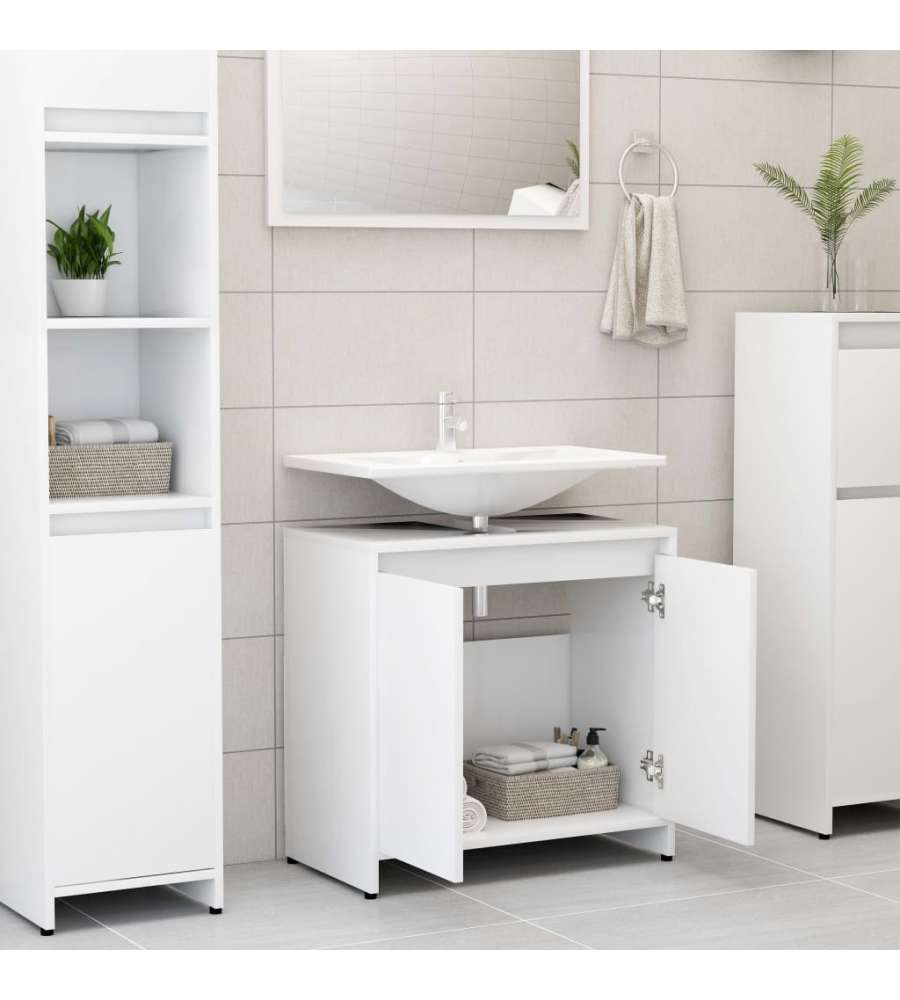 Armadio Da Bagno Bianco 60x33x61 Cm In Truciolato