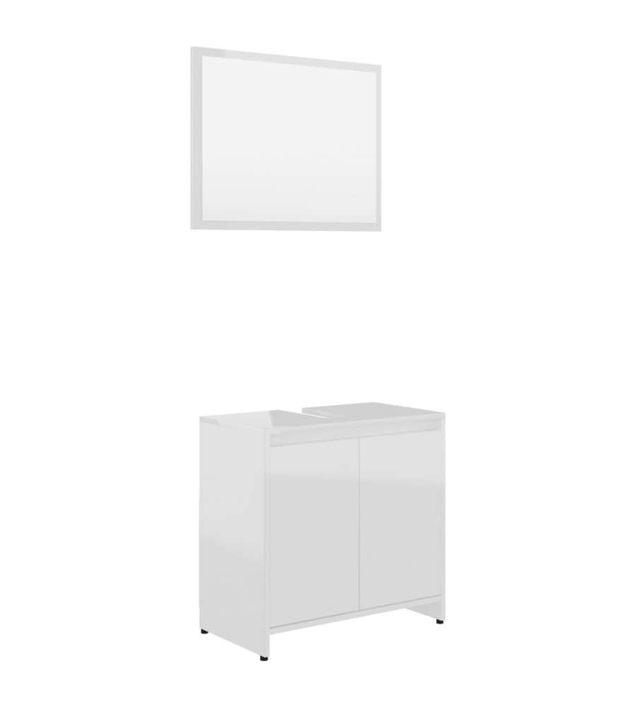 Set Mobili da Bagno Bianco Lucido in Truciolato
