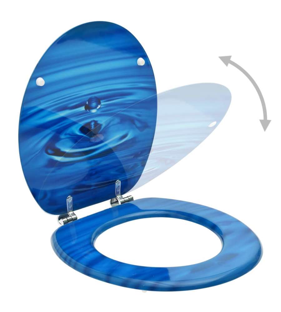Tavoletta WC con Coperchio MDF Blu Design Goccia d'Acqua