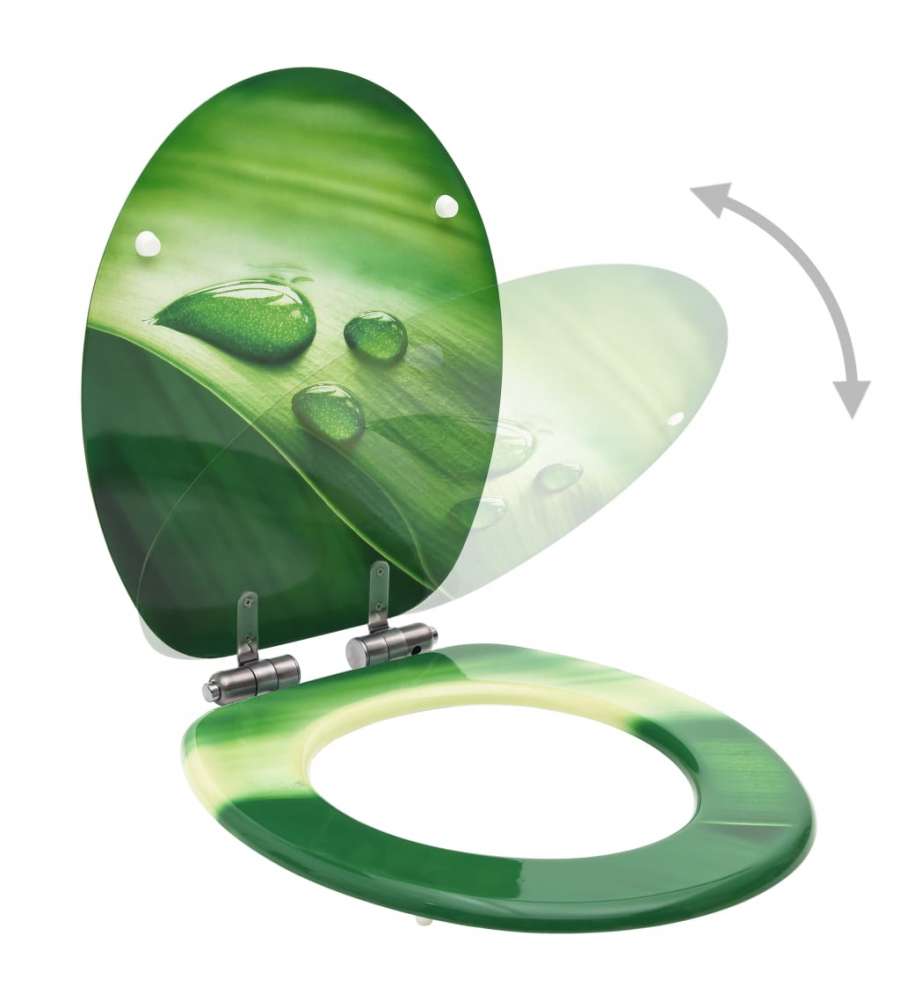 Tavoletta WC Coperchio Chiusura Morbida MDF Verde Goccia Acqua
