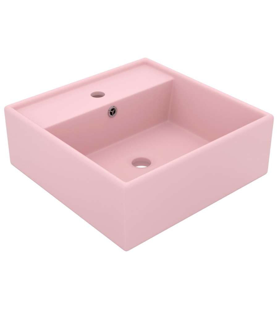 Lavabo Troppopieno Quadrato Rosa Opaco 41x41cm Ceramica
