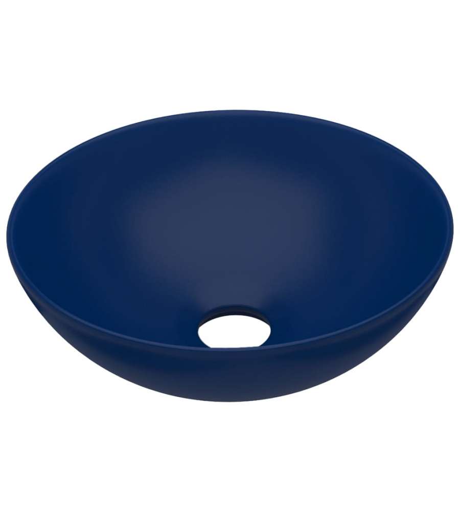 Lavandino da Bagno in Ceramica Blu Scuro Rotondo