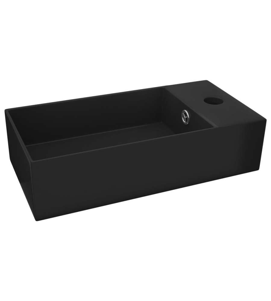 Lavandino con Troppopieno in Ceramica Nero Opaco