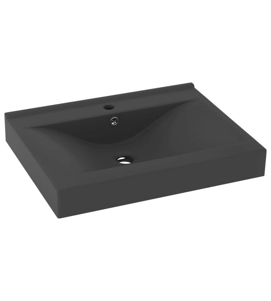Lavabo con Foro Rubinetto Grigio Scuro Opaco 60x46 cm Ceramica