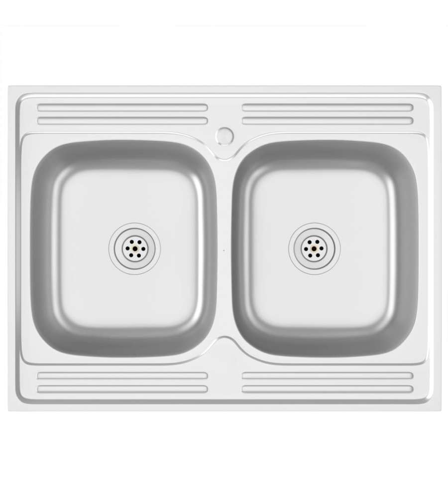 Lavello Cucina E Scolapiatti Argento 1000x600x155 Mm In Acciaio