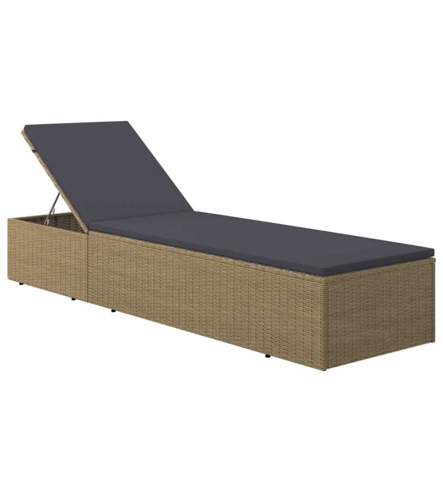 Lettino Prendisole in Polyrattan Marrone e Grigio Scuro