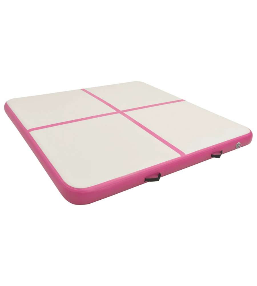 Tappetino Ginnastica Gonfiabile Con Pompa 200x200x20cm Pvc Rosa