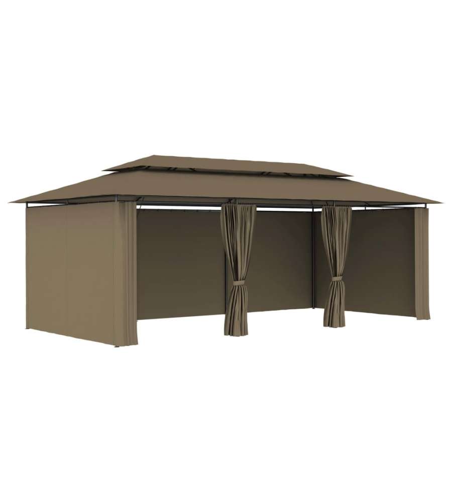 Gazebo con Tende 600x298x270 cm Grigio Talpa 180 g/mq