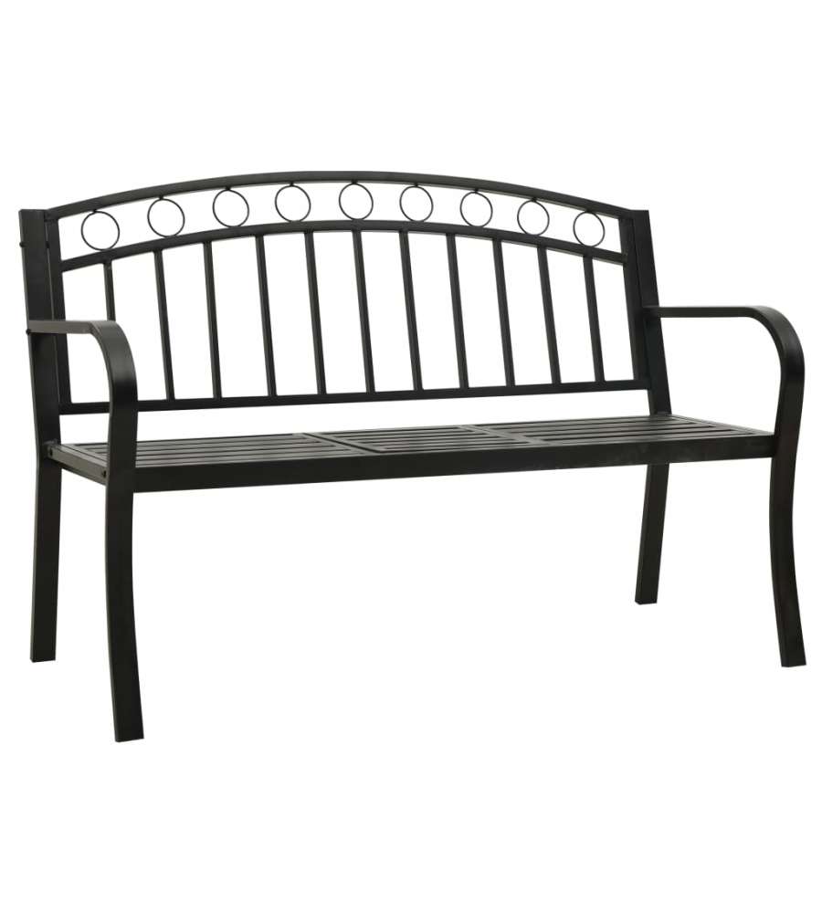 Panchina da Giardino con Tavolo 125 cm in Acciaio Nera