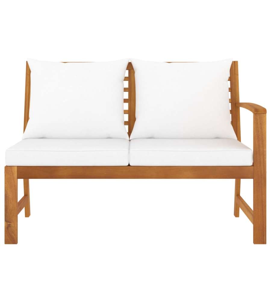 Panca da Giardino 114,5 cm con Cuscino Crema Massello di Acacia